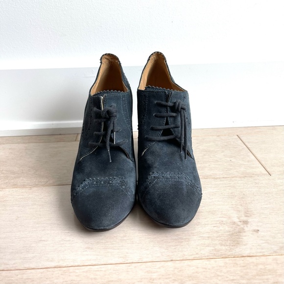 BALENCIAGA - Made in Italy Arena Suede Derby Lace-Up Blue Wedges Shoes - Picture 3 of 14